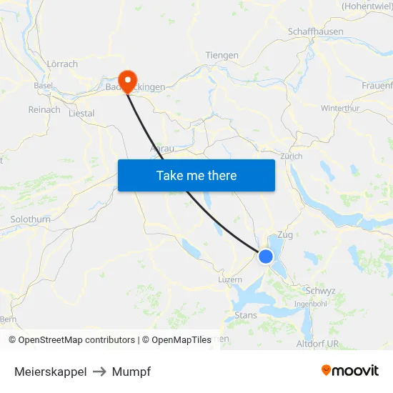 Meierskappel to Mumpf map