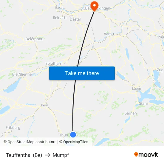 Teuffenthal (Be) to Mumpf map