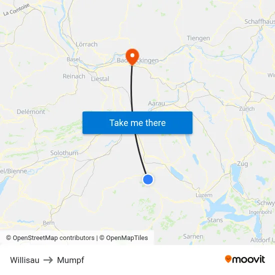 Willisau to Mumpf map