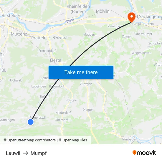 Lauwil to Mumpf map
