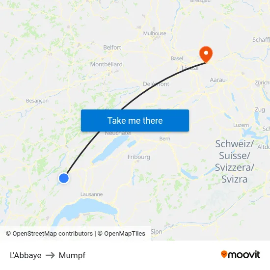 L'Abbaye to Mumpf map