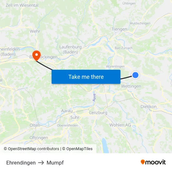 Ehrendingen to Mumpf map