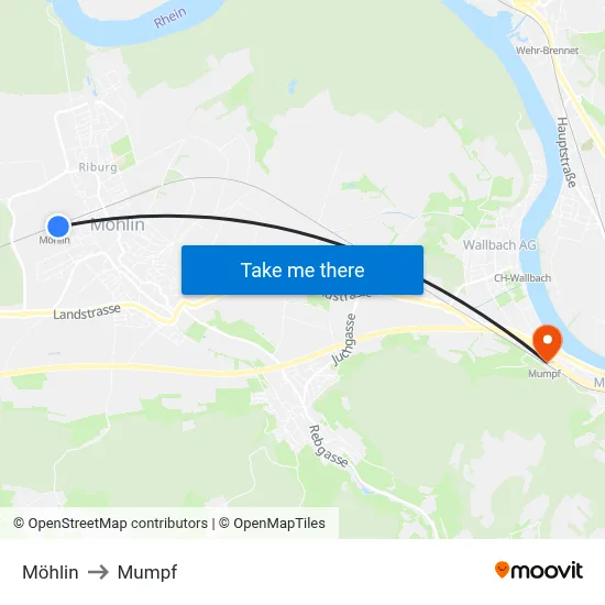 Möhlin to Mumpf map