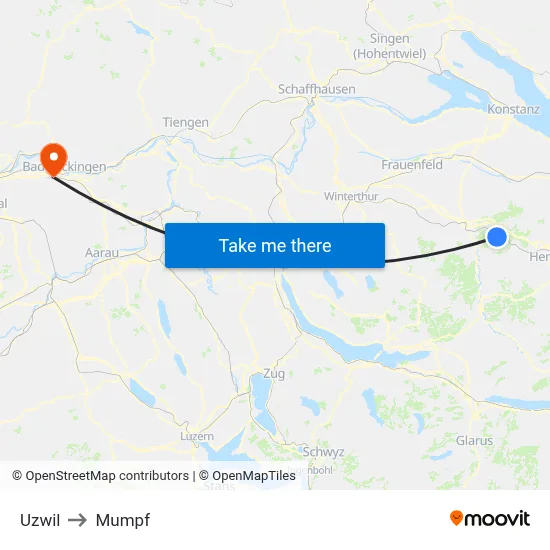 Uzwil to Mumpf map