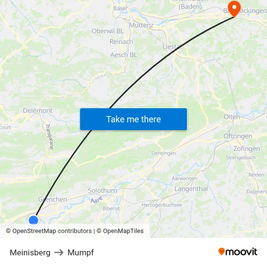 Meinisberg to Mumpf map