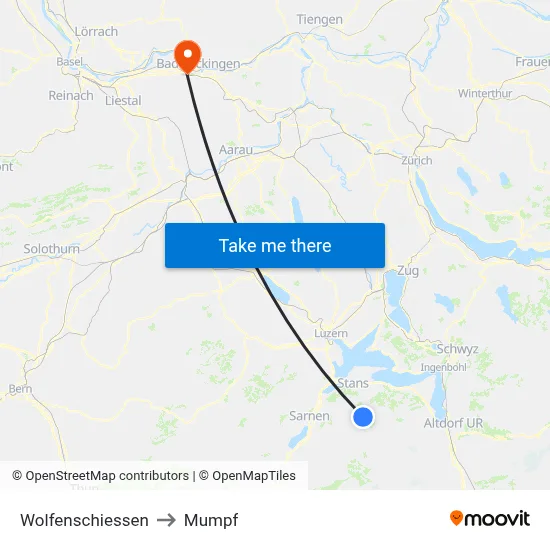 Wolfenschiessen to Mumpf map