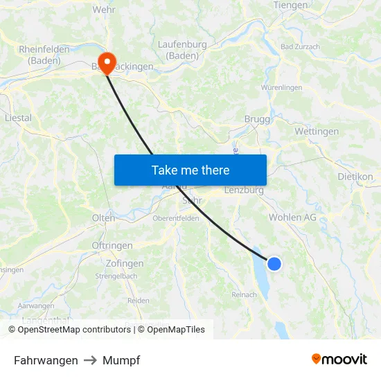 Fahrwangen to Mumpf map
