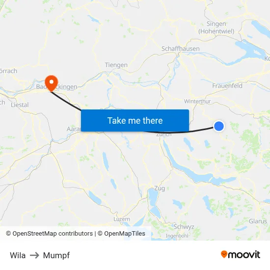 Wila to Mumpf map