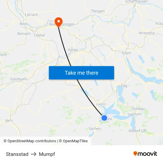 Stansstad to Mumpf map