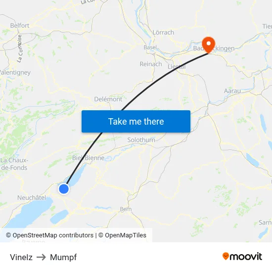 Vinelz to Mumpf map