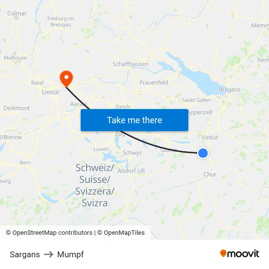 Sargans to Mumpf map