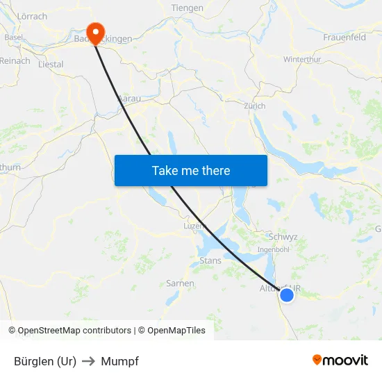Bürglen (Ur) to Mumpf map
