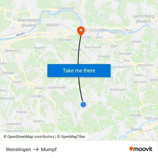 Wenslingen to Mumpf map