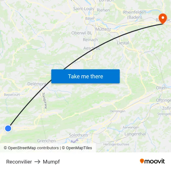 Reconvilier to Mumpf map