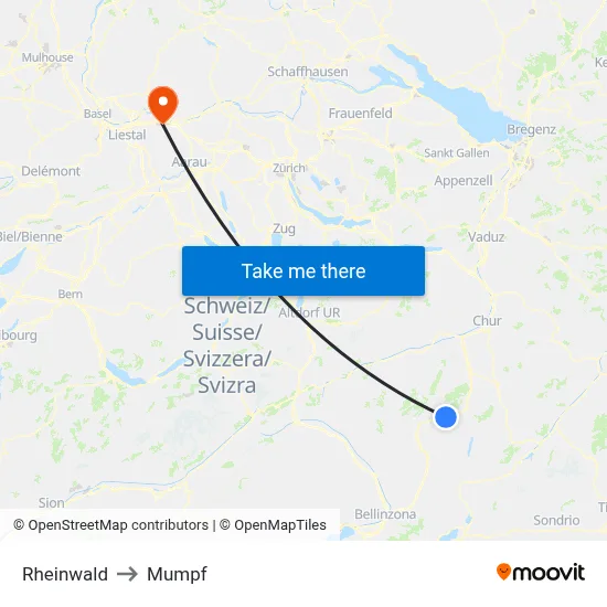 Rheinwald to Mumpf map
