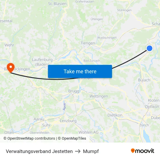 Verwaltungsverband Jestetten to Mumpf map