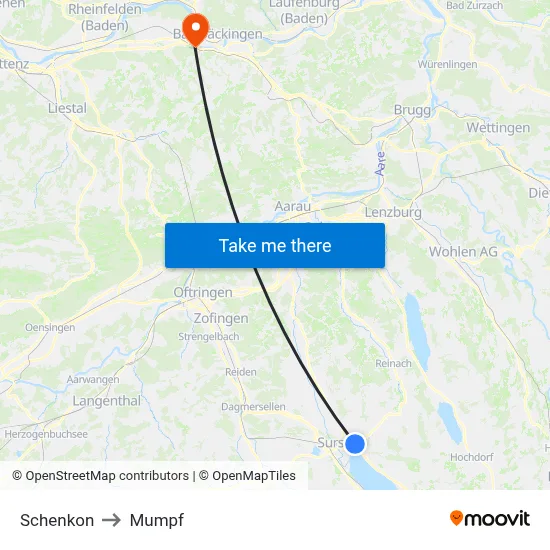 Schenkon to Mumpf map