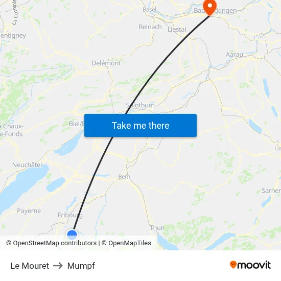 Le Mouret to Mumpf map