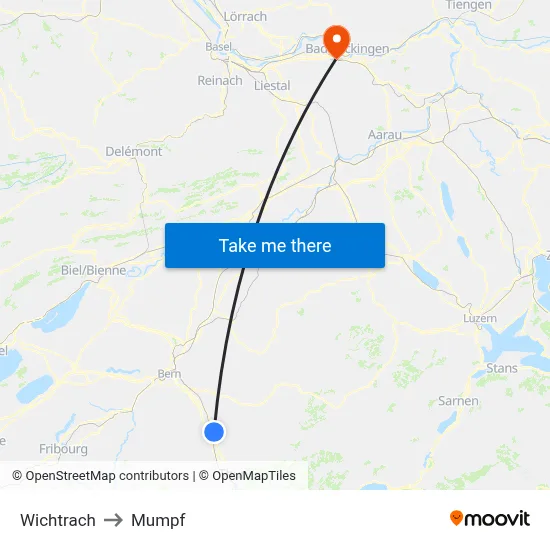 Wichtrach to Mumpf map