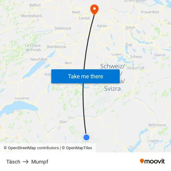 Täsch to Mumpf map