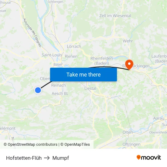 Hofstetten-Flüh to Mumpf map