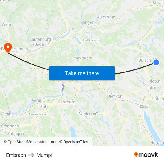 Embrach to Mumpf map