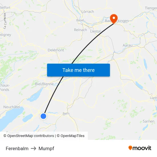 Ferenbalm to Mumpf map