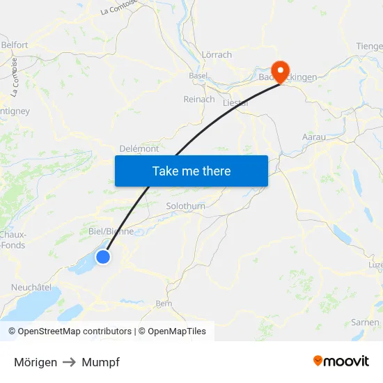 Mörigen to Mumpf map