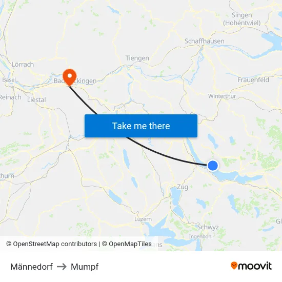 Männedorf to Mumpf map
