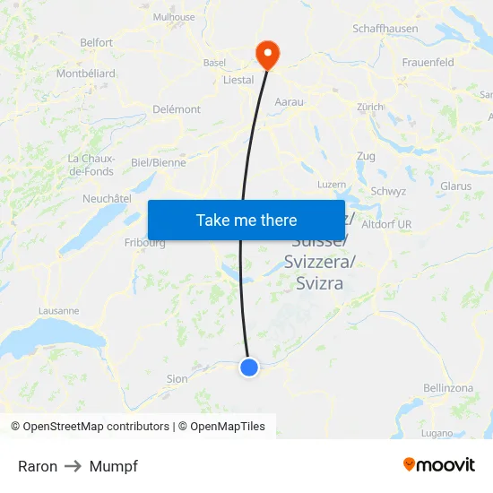 Raron to Mumpf map