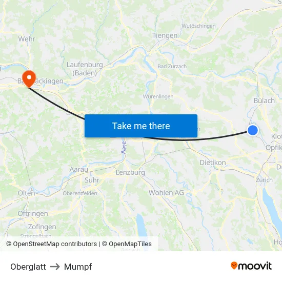 Oberglatt to Mumpf map