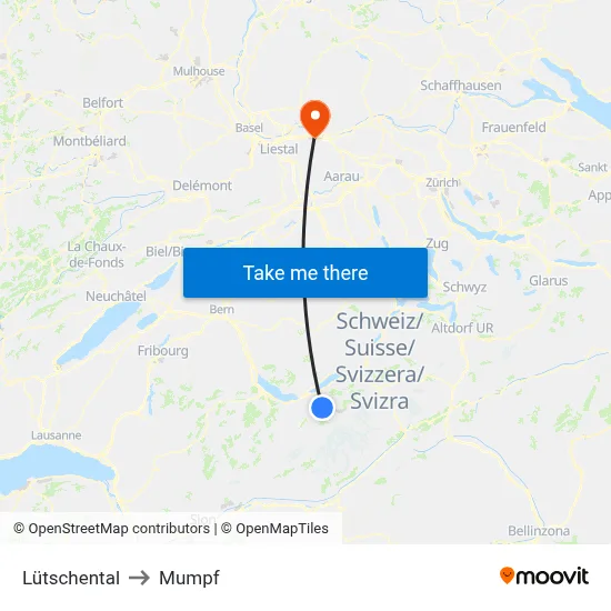 Lütschental to Mumpf map