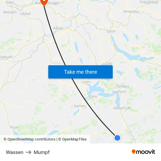 Wassen to Mumpf map