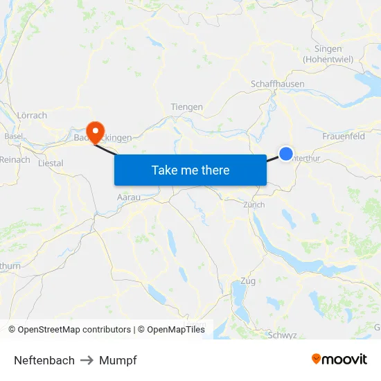 Neftenbach to Mumpf map