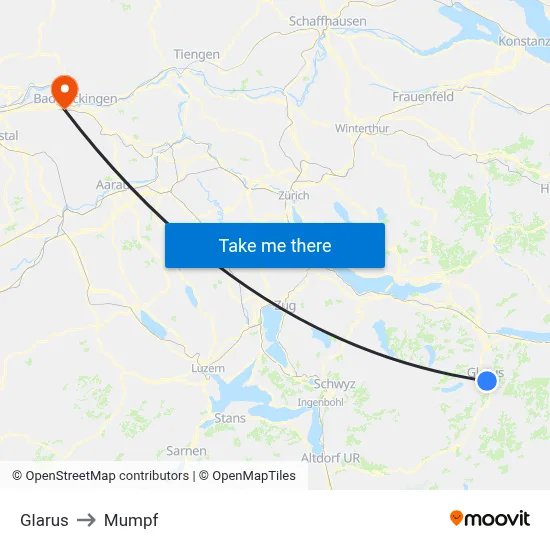 Glarus to Mumpf map