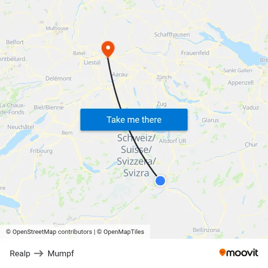 Realp to Mumpf map