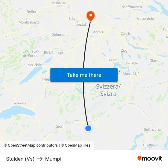 Stalden (Vs) to Mumpf map