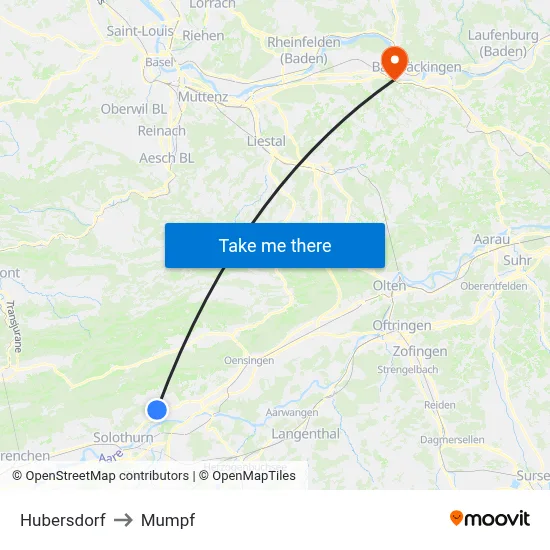 Hubersdorf to Mumpf map