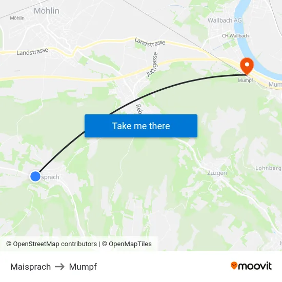 Maisprach to Mumpf map
