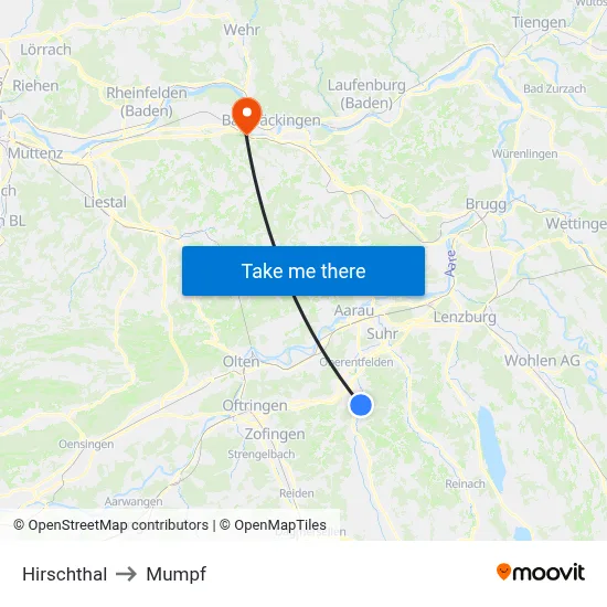 Hirschthal to Mumpf map