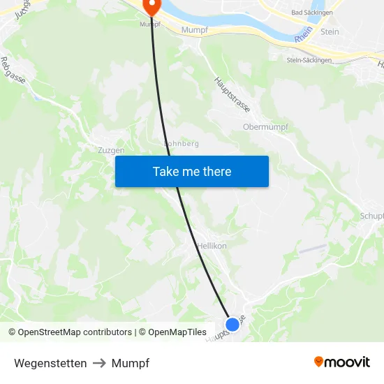 Wegenstetten to Mumpf map