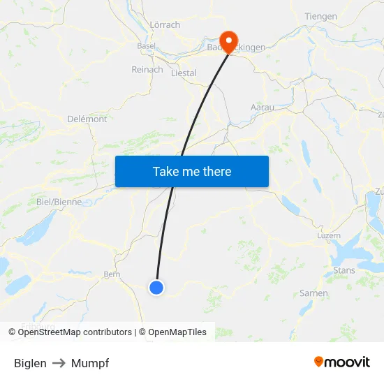 Biglen to Mumpf map