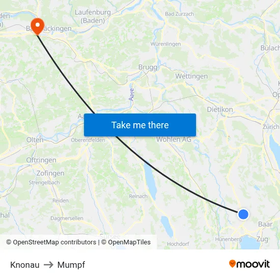 Knonau to Mumpf map