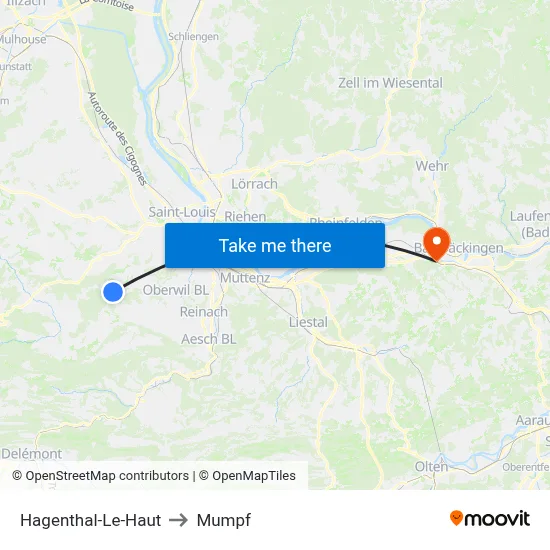 Hagenthal-Le-Haut to Mumpf map