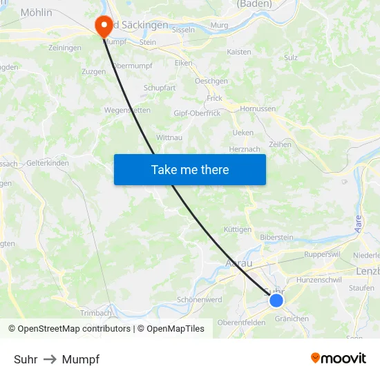 Suhr to Mumpf map
