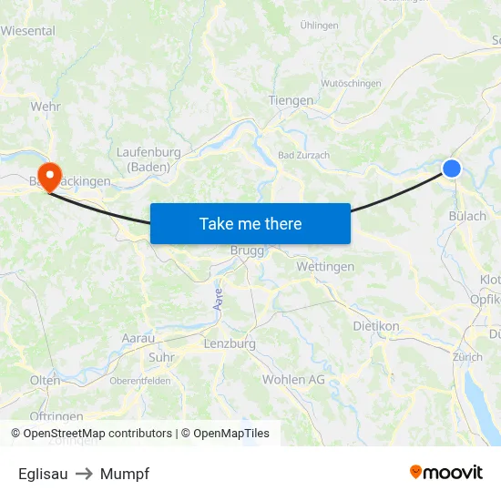 Eglisau to Mumpf map