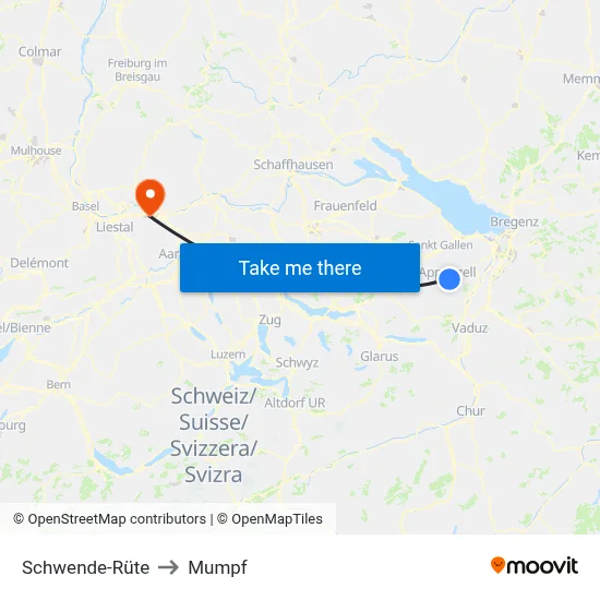 Schwende-Rüte to Mumpf map