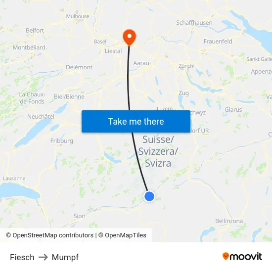 Fiesch to Mumpf map