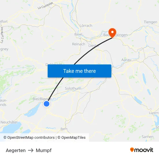 Aegerten to Mumpf map