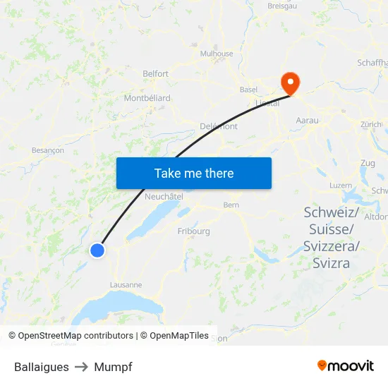 Ballaigues to Mumpf map